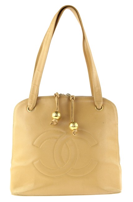 Chanel Cc Dome Beige Leather Satchel 