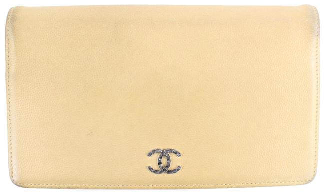 Chanel Cc Flap Wallet 7cr0117 Beige Rleather Clutch 