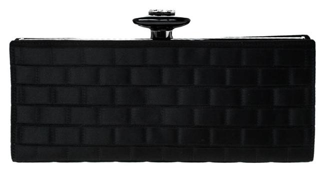 Chanel Cc Frame Black Satin Clutch 