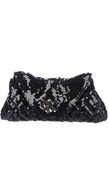 Chanel Cc Half Moon Black Sequin Clutch 