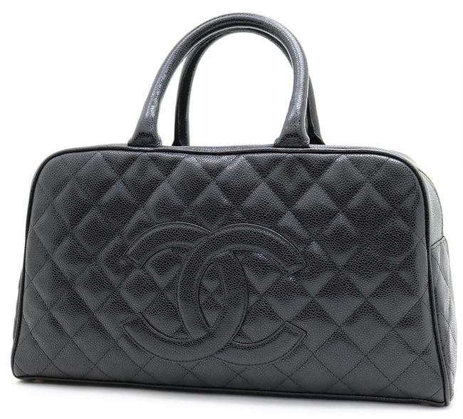 Chanel Cc Leather Boston Weekend Travel Black Caviar Satchel 