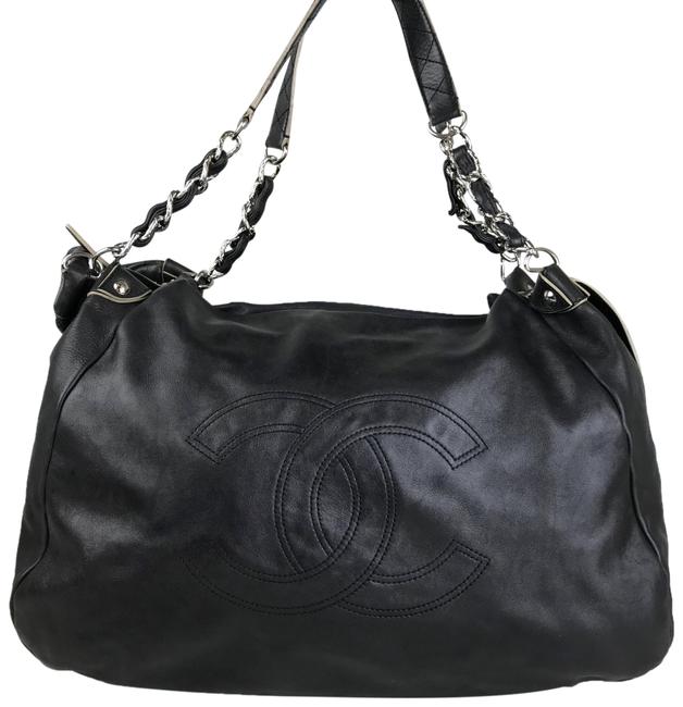 Chanel Cc Logo Edgy Sale Black Leather Hobo Bag 