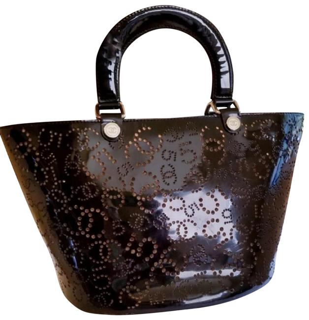 Chanel Cc Logos Black Patent Leather Satchel 