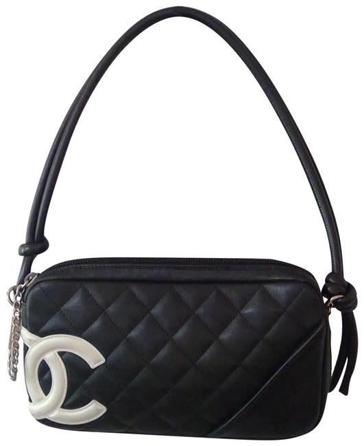 Chanel Cc Monogram Black and White Leather Clutch 