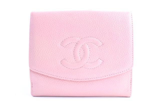 Chanel Cc Square Wallet 226471 Pink Caviar Leather Clutch 