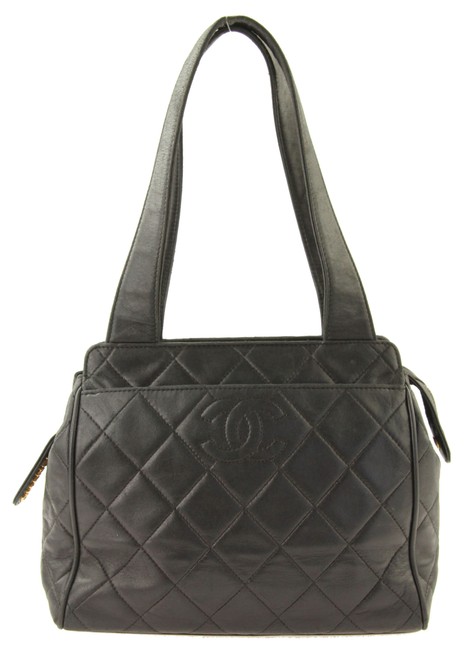Chanel Cc Trapezoid Black Lambskin Leather Satchel 