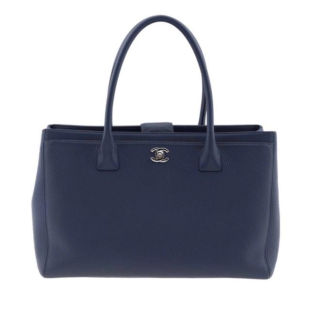 Chanel Tote Bag Cerf Caviar Blue Leather Satchel 