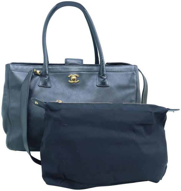 Chanel Cerf W WStrap Black Calfskin Satchel 