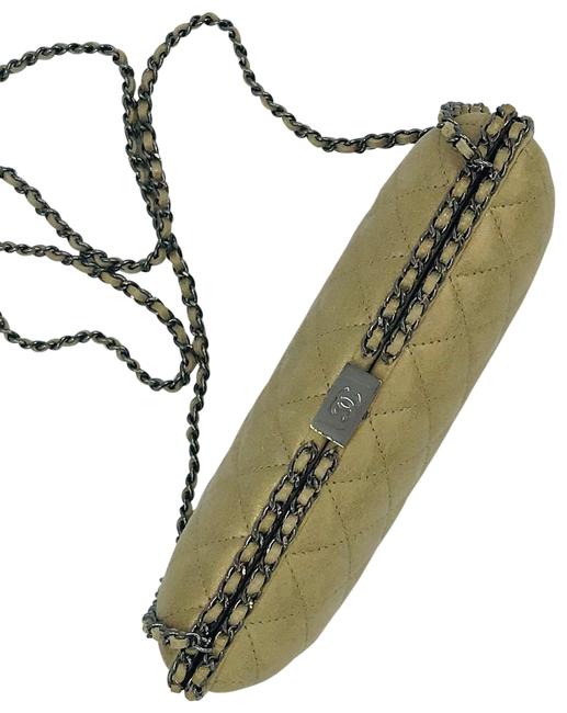 Chanel Chain Around Gold Leather Clutch 