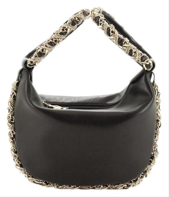 Chanel Chain Around Lambskin Small Black Leather Clutch 
