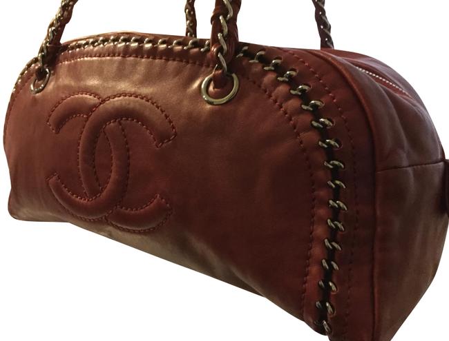 Chanel Shoulder Bag Chain Around Dark Red Leather Satchel 