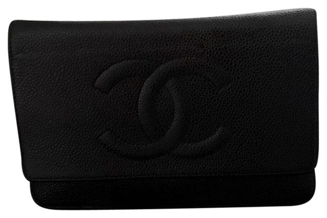 Chanel Chain Black Leather Clutch 