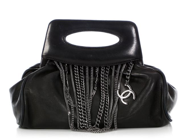 Chanel Chain Small Black Lambskin Leather Clutch 