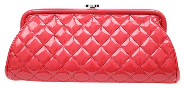 Chanel Cherry Red Patent Leather Lining Clutch 
