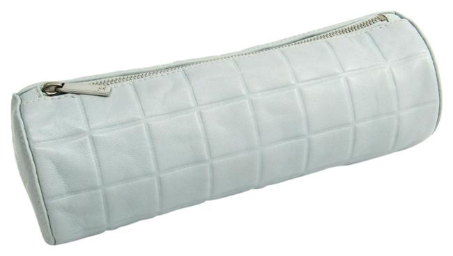 Chanel Chocolate Bar A17825 Women's Pouch Light Blue Leather Clutch 