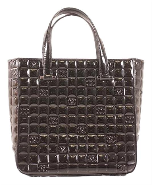 Chanel Chocolate Bar Handbag Women's Handbag Bl Black Patent Leather Satchel 