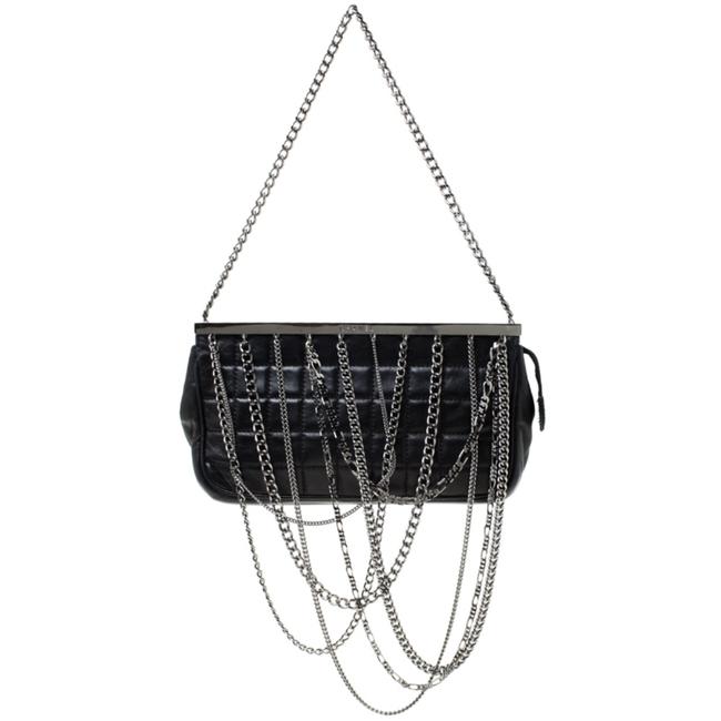 Chanel Chocolate Multi chain Black Leather Clutch 
