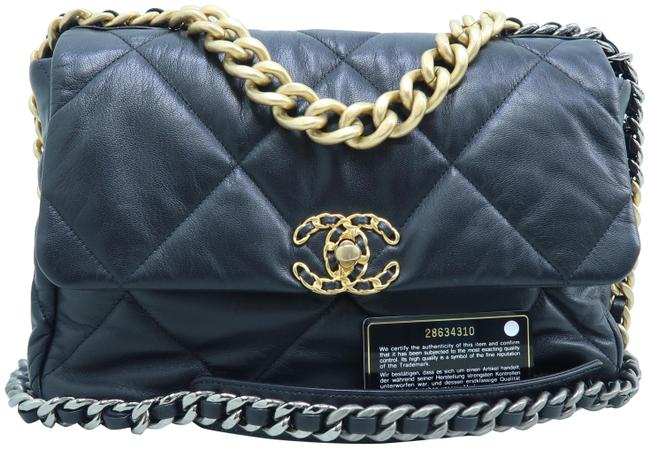 Chanel Classic 19 Black Lambskin Leather Satchel 