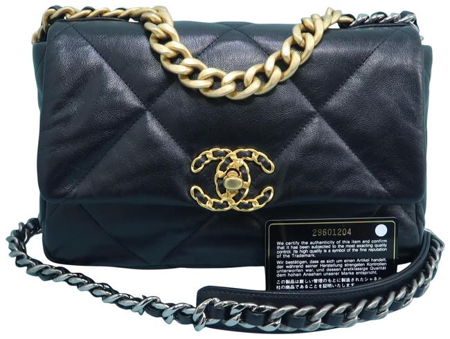 Chanel Classic 19 Small Black Lambskin Leather Satchel 