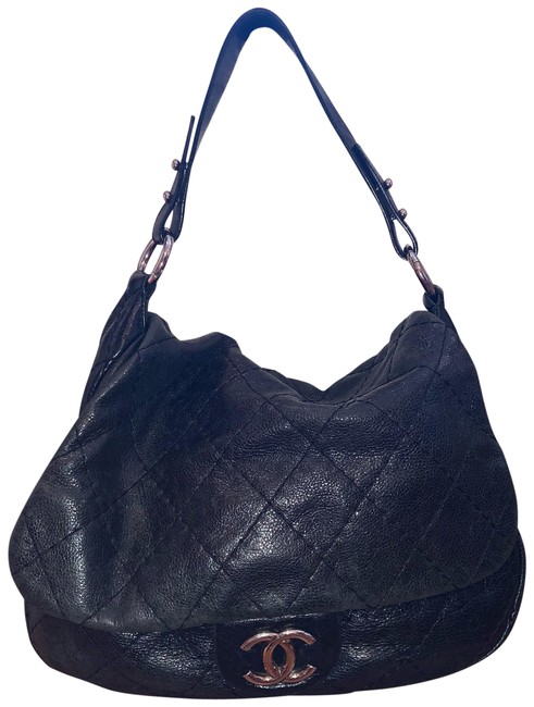 Chanel Classic Black Leather Hobo Bag 