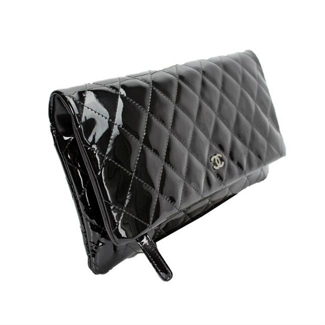 Chanel Classic Flap 14b Black Patent Leather Clutch 