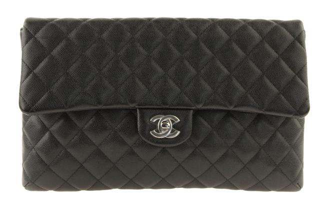 Chanel Classic Flap Black Leather Clutch 