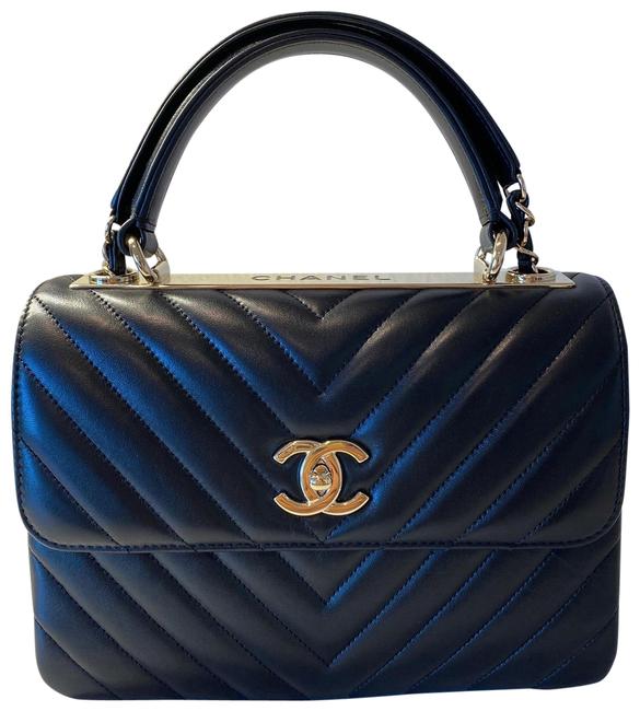 Chanel Classic Flap Chevron Small Trendy Cc Dual Black Lambskin Satchel 