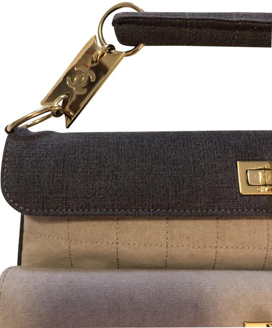 Chanel Classic Flap HandbagBeigeBrown Two Tone Soft Cloth Clutch 