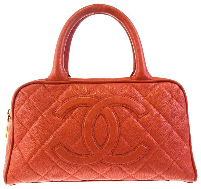 Chanel Classic Flap Quilted Red Cc Logo Salmon Lambskin Leather Satchel 