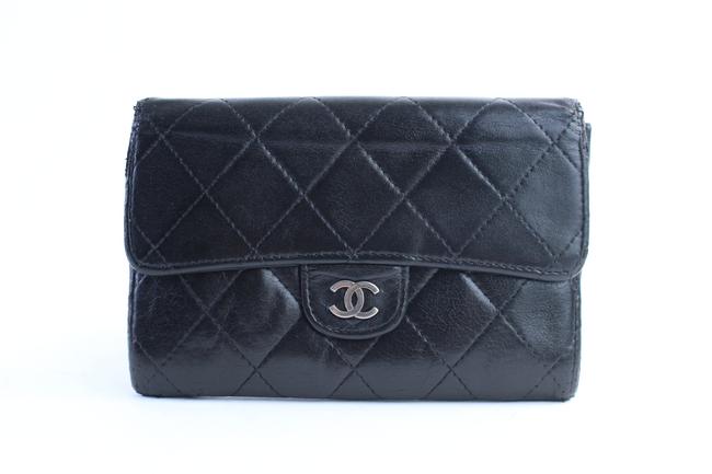 Chanel Classic Flap Wallet 20cr0323 Black Quilted Lambskin Clutch 