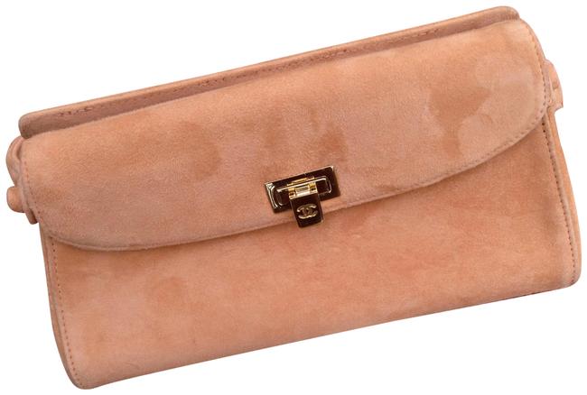 Chanel Classic Handbag No Flap Light Orange Suede Leather Satchel 