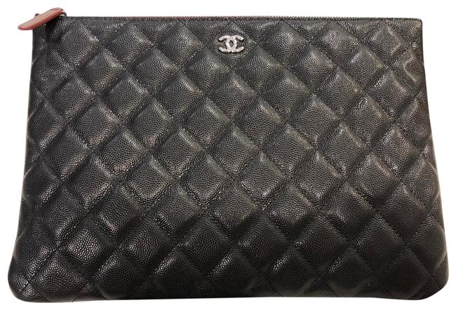 Chanel Classic Medium O Case Black Caviar Clutch 