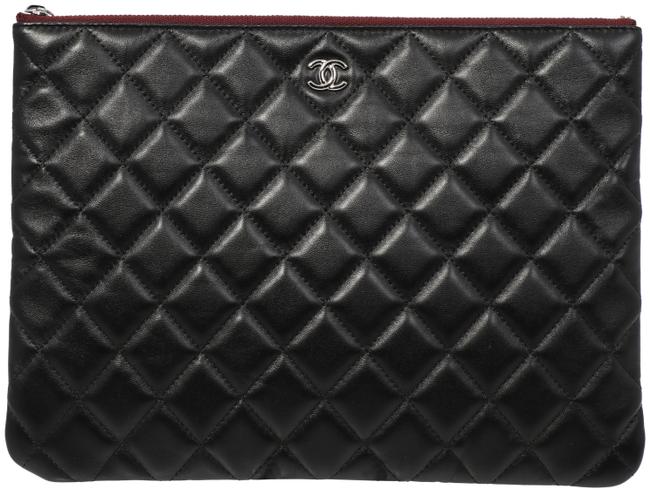 Chanel Classic O Case Large Caviar Black Leather Clutch 