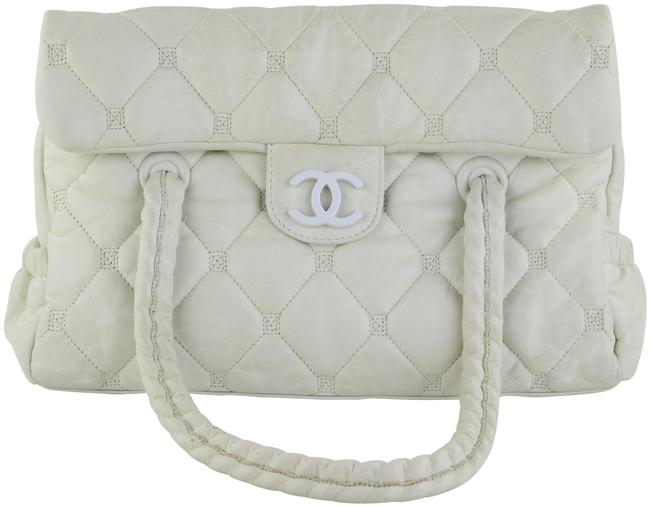 Chanel Classic Puffy Flap White Lambskin Satchel 
