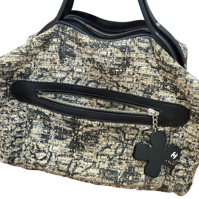 Chanel Clover 5 Print Bowler Tweed Satchel 