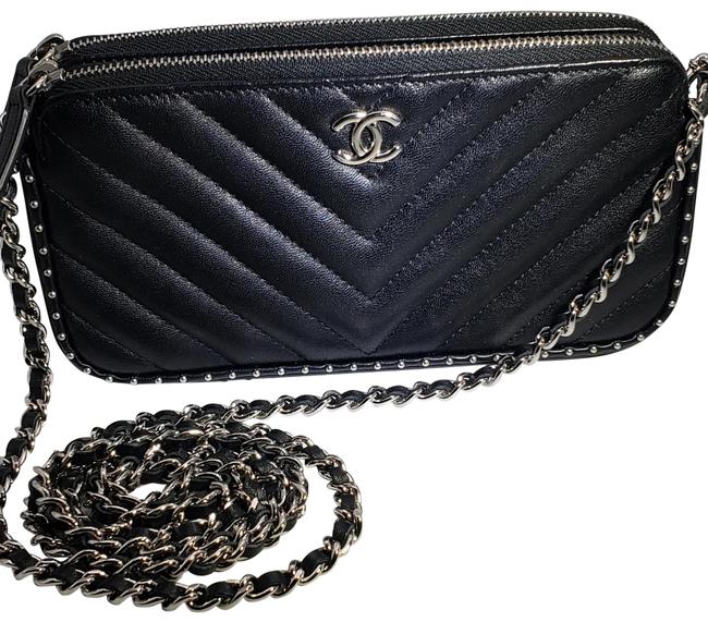 Chanel 1135452 &quotStud Me Up&quot Black Leather Clutch 