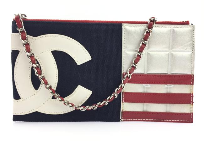 Chanel American Flag Patriotic Canvas Clutch 