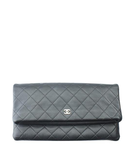 Chanel Beauty Cc Fold 161310 Black Leather Clutch 