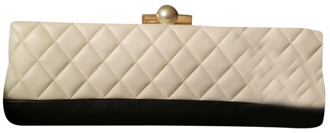 Chanel Black and White Leather Clutch 