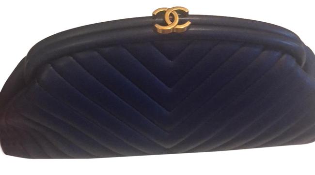 Chanel Blue Leather Clutch 
