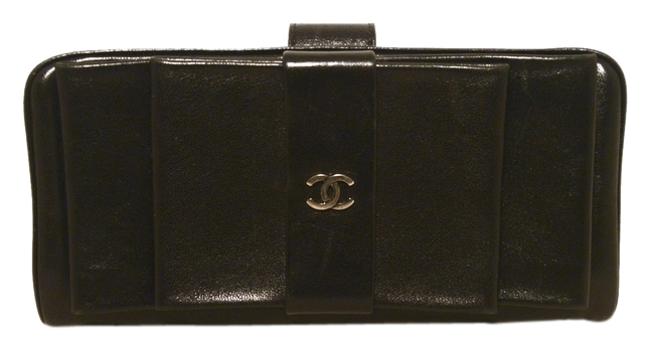 Chanel Bow Wallet Black Leather Clutch 