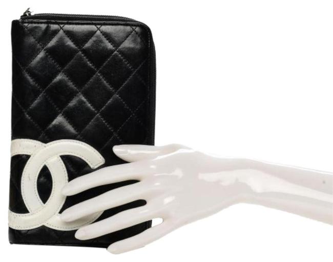 Chanel Cambon Quilted Cc Chain Cosmetic Jewelry Black Leather Clutch 