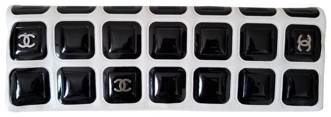 Chanel Chocolate Bar Long Black and White Calfskin Leather Clutch 