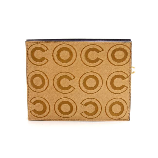 Chanel Hair Coco Logo Pouch Rare Limited Ed Beige Pony Fur Clutch 