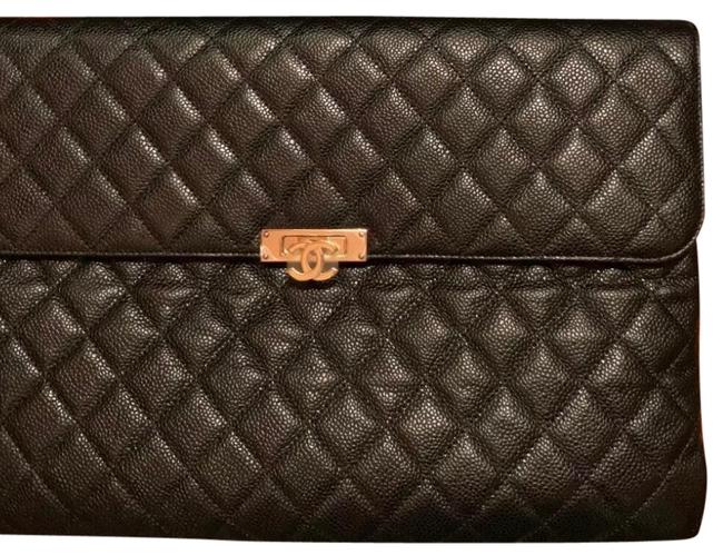 Chanel Portfolio Large Clutch Portfolio Black Caviar Leather Clutch 