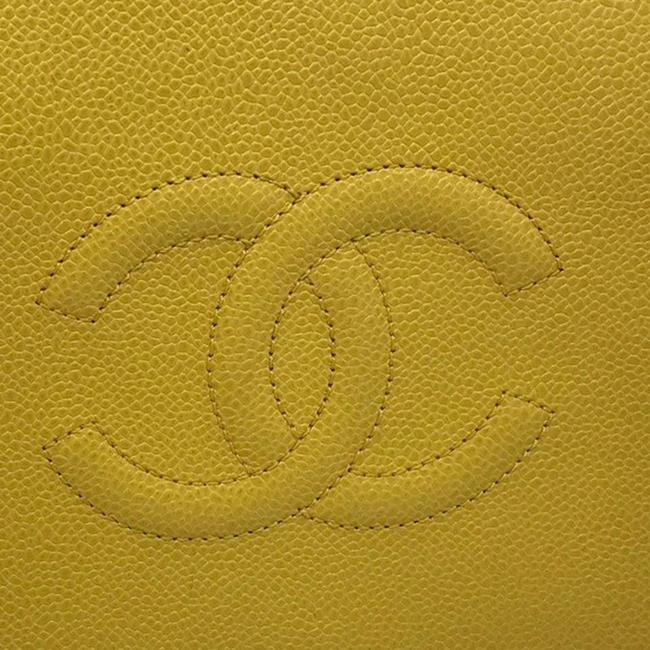 Chanel Pouch Yellow Caviar Leather Clutch 