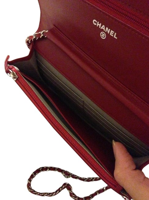 Chanel Purse Scarlet Red Patent Leather Clutch 
