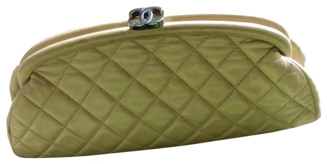Chanel Quilted Bag Beige Leather Clutch 