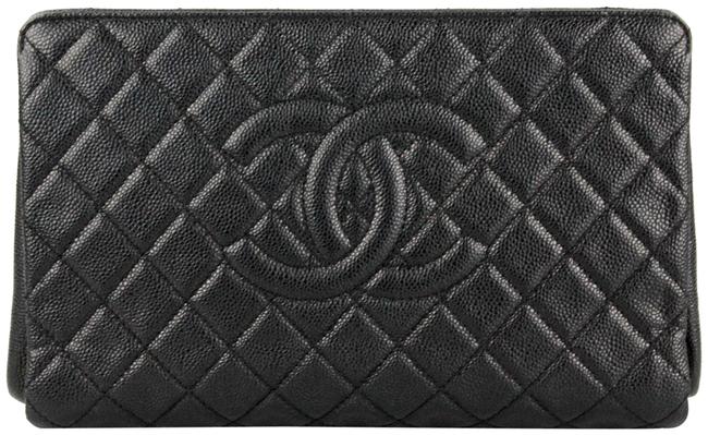 Chanel Timeless Frame Black Leather Clutch 