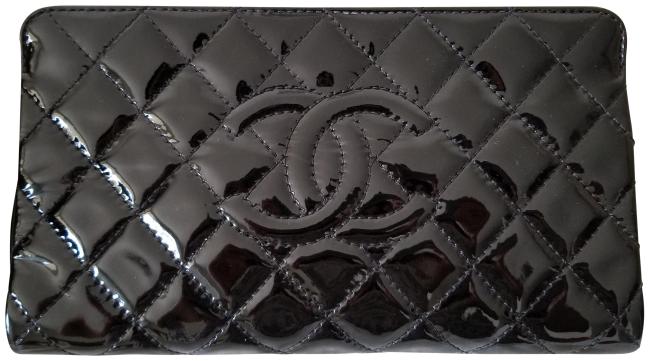 Chanel Timeless Black Patent Leather Clutch 